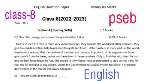 #pseb #class8 English Sample Paper #september2022 #class-8 #solved