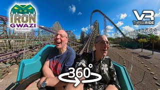 360 terrifying VR Roller Coaster IRON GWAZI Busch Gardens Last Row Ride You Don't Want To Miss!