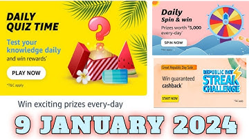 Funzone Amazon All Quiz Answers Today |9 January 2023 | @dailyquiztime #amazonfunzon
