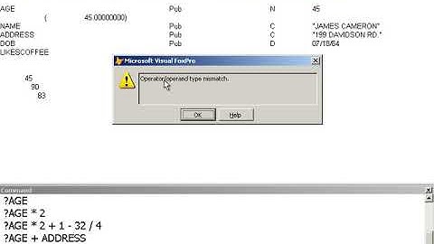 Learn Visual FoxPro @ garfieldhudson.com - Data and Data Types (Lesson 2 of 30)