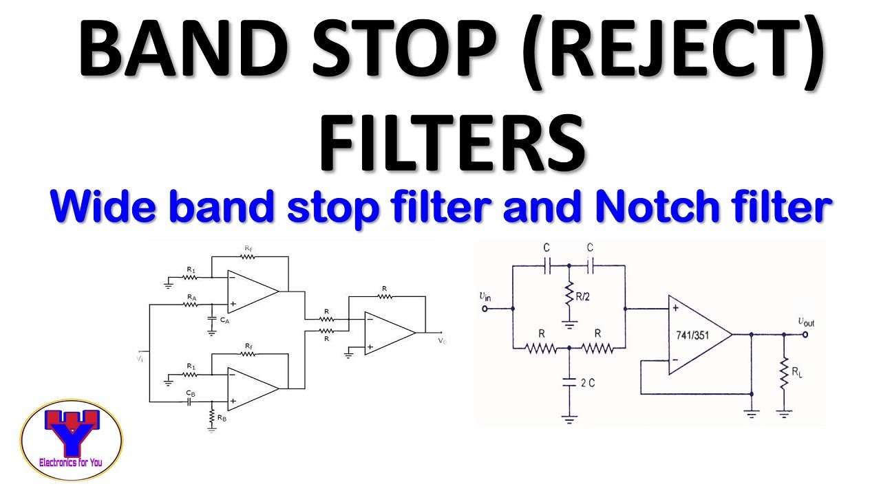 Active band stop filters using op-amp | Band reject filter - YouTube