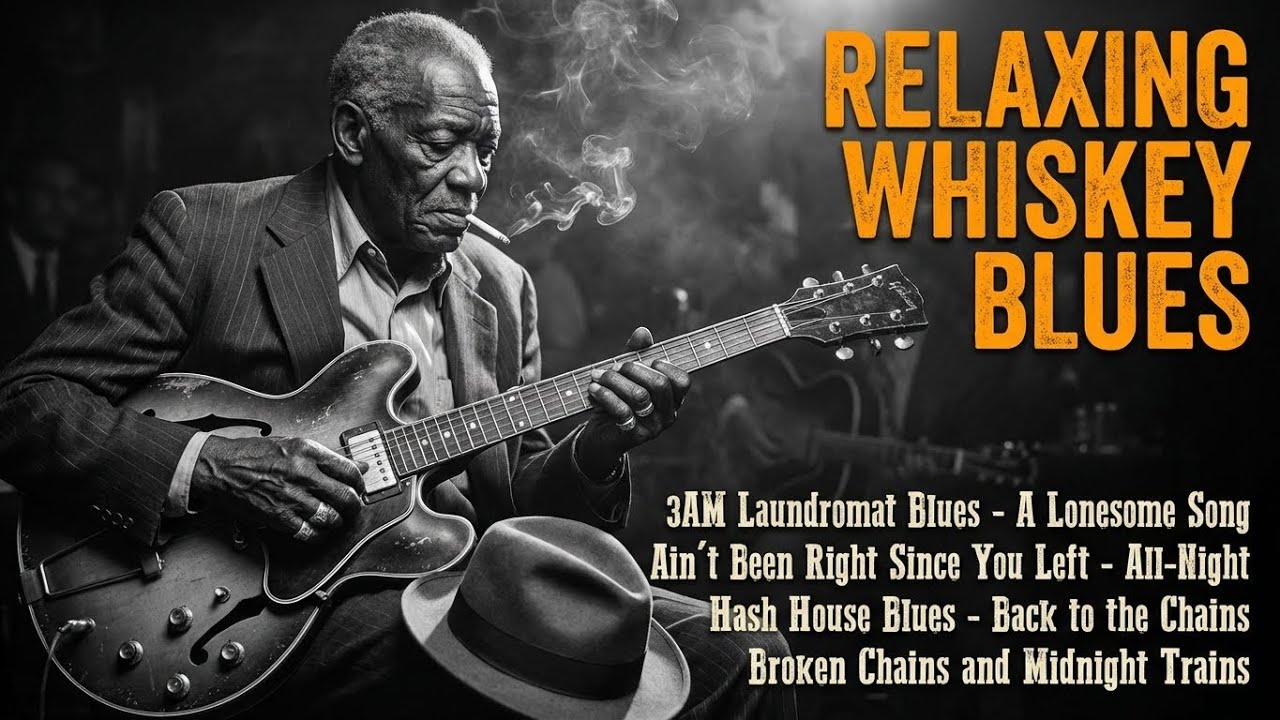 Relaxing Whiskey Blues Music | Lonely Roads, Smoky Night, Heartbreak Lyrics