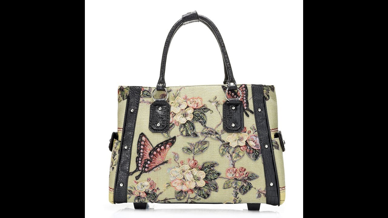 Mellow World "Butterfly" HandBeaded Tapestry Laptop Roller Bag YouTube