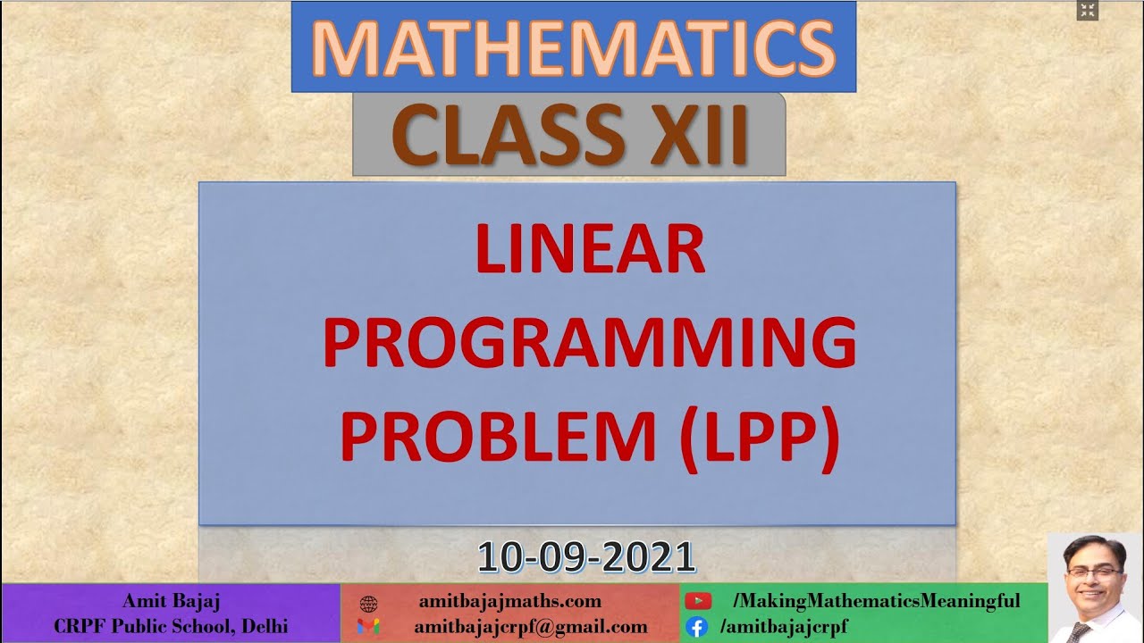 D57 CH 12 LINEAR PROGRAMMING PROBLEMS - YouTube