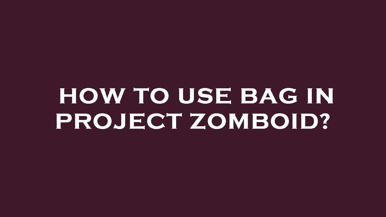 How to use bag in project zomboid? YouTube