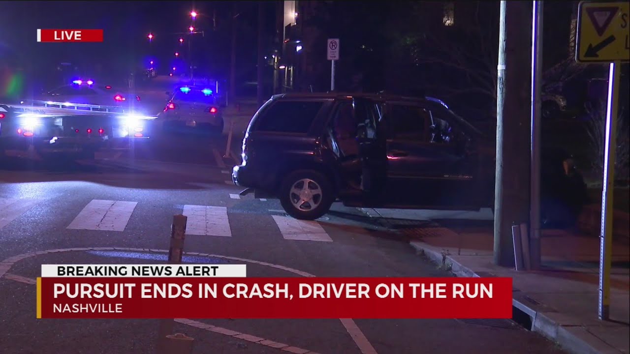 Nashville chase ends in crash; driver on the run - YouTube