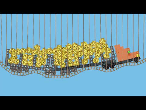 Видео: Грузовик перевозит золотого короля свиней по веревочному мосту - Bad Piggies