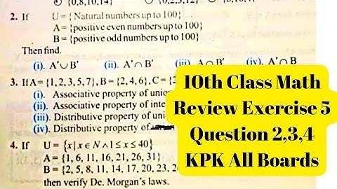 10th Class Math | Review Exercise 5 | Associative and Distributive Properties | De.Morgan