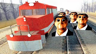 OBUNGA CHASES US: SURVIVING ON A TRAIN IN GMOD SANDBOX NEXTBOT Garry's Mod