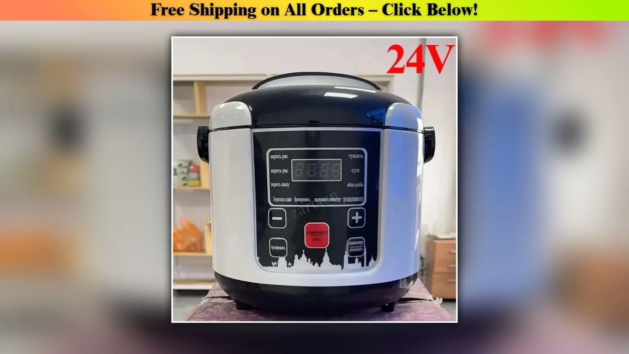 12V 24V Portable Electric Rice Cooker 2L Timing Reservation Food Heating Cooking Steamer Soup Stew