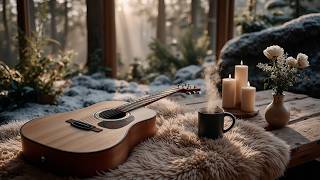 Chill acoustic melodies - Cozy spring guitar for fireplace warmth and morning guitar vibes