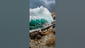 When the Ocean Strikes: Giant Waves Hit the Shore / AI video