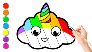 Rainbow Cloud Drawing, Painting, Coloring For Kids and Toddlers
