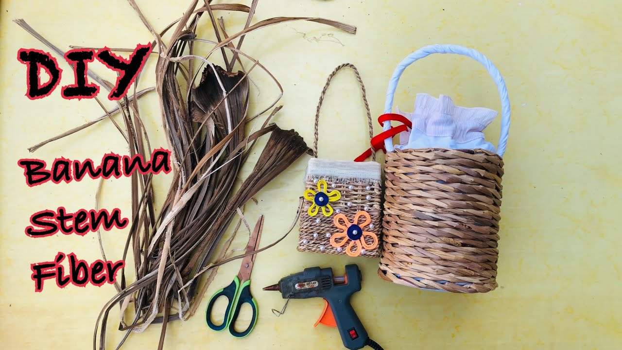DIY basket with banana stem fiber/ Handmade craft/ Just craft ideas.