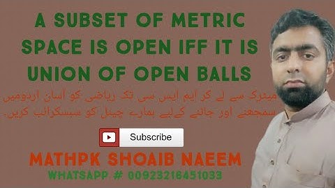 A subset of metric space is open iff it is union of open balls