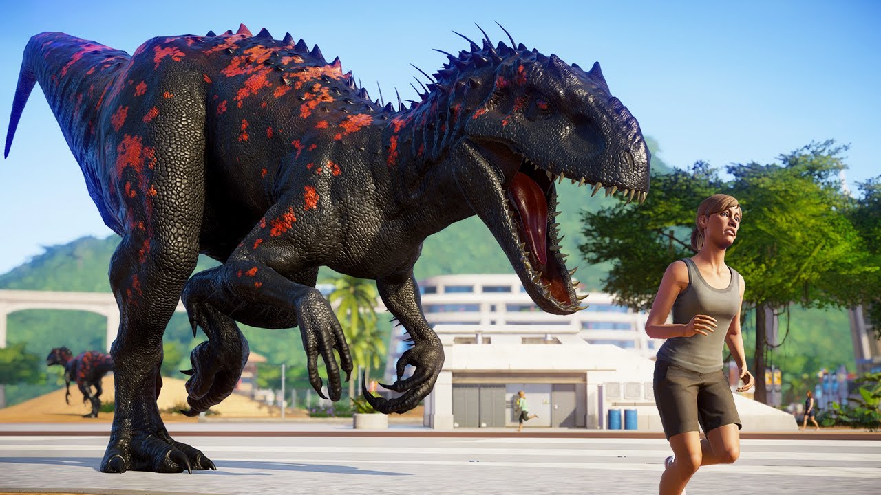 Indominus Rex Vs Indoraptor Breakout Fight Jurassic World Evolution