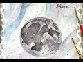 【水彩メイキング】お月さま　／　ダニエル・スミス 　||　Watercolor illustration "Moon" Speedpaint work in progress by Sayaca