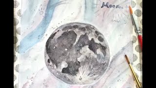 【水彩メイキング】お月さま　／　ダニエル・スミス 　||　Watercolor illustration "Moon" Speedpaint work in progress by Sayaca