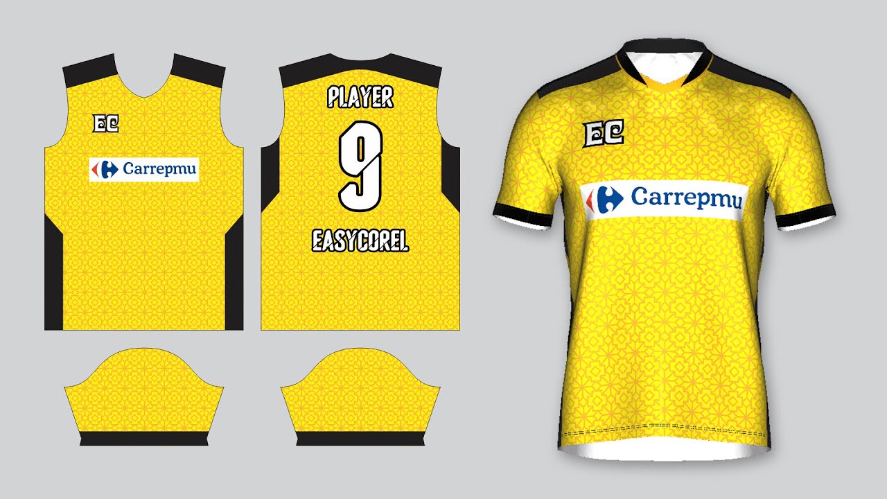 How to Design Full Printed Yellow Jersey Design in CorelDraw - YouTube