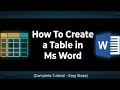 How To Create a Table in Ms Word एमएस वर्ड में टेबल कैसे क्रिएट करें ? #video 