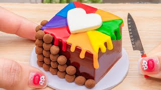 Amazing Rainbow Mini Chocolate Cake Decorated with Chocolate White Heart and Sprinkles | Cat Cakes