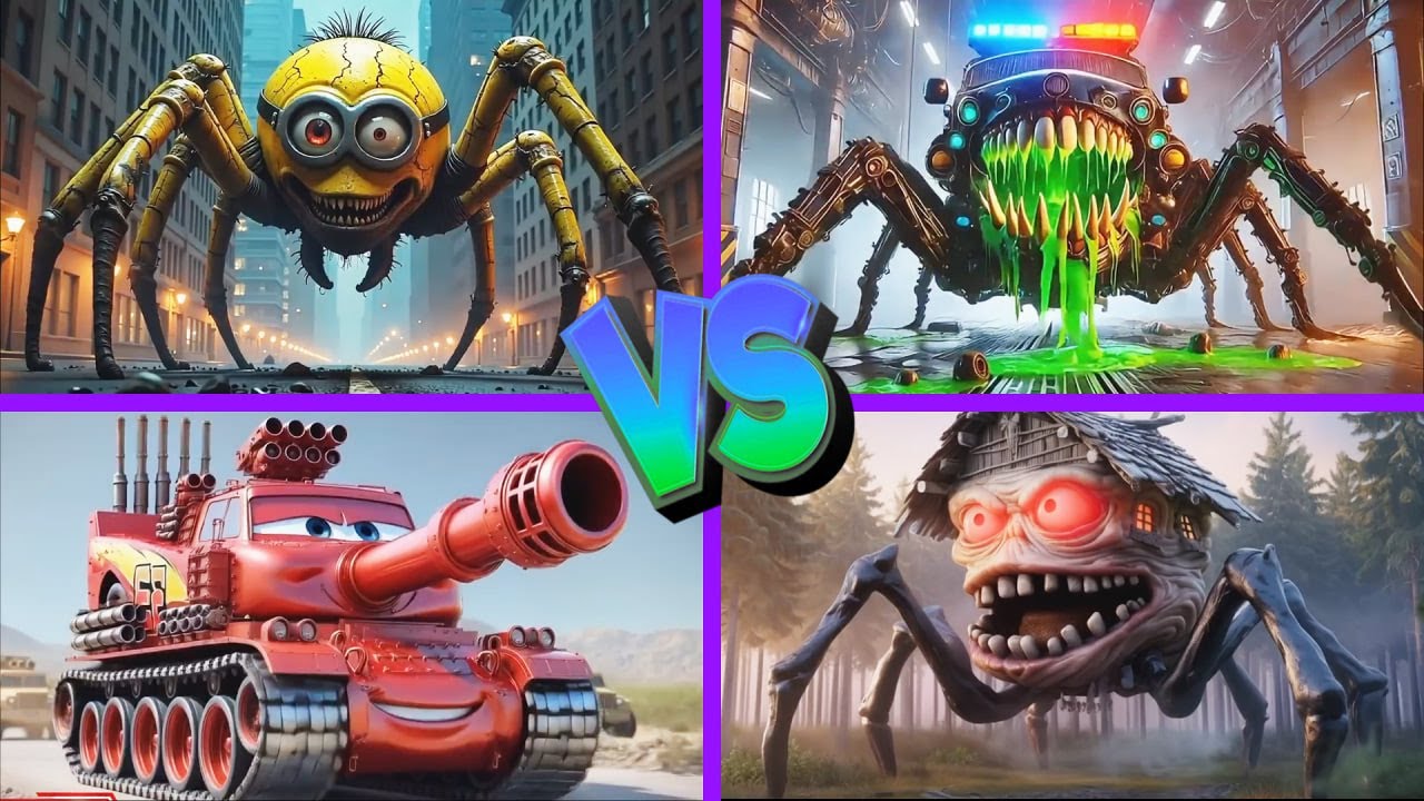 Head House🆚Police Car Monster🆚Minion Worm🆚McQueen Tank - Tiles Hop EDM Rush 🎶
