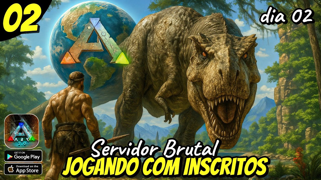 ENFRENTEI OS PERIGOS DO ARK MOBILE BRUTAL - SERVIDOR PÚBLICO - REX LEVEL MAX - EP 02 #arkmobile #ark