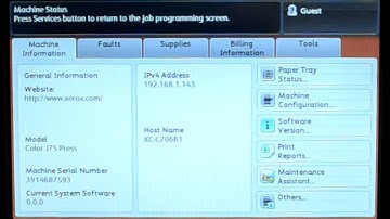 xerox J75   status and configuration menus en
