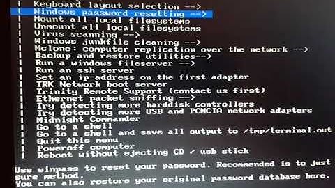 windows 10 login pass trinity rescue kit dec 2018