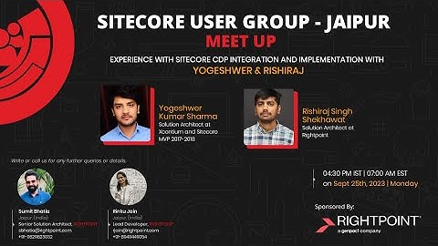 Sitecore User Group Jaipur Meetup | Sep 25 2023 | Yogeshwer Kumar Sharma & Rishiraj Singh Shekhawat