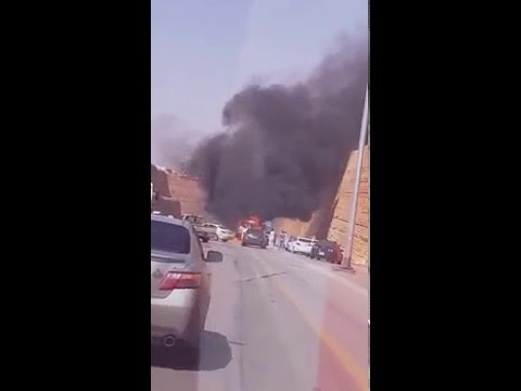 انفجار سيارة بعد حادث