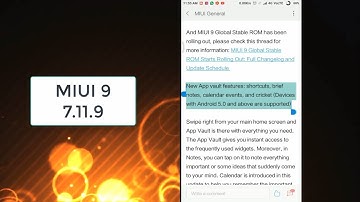 MIUI 9 Global Beta ROM 7.11.9 Changelog Preview: App Vault and Bug Fixes