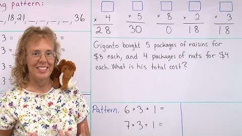 Varied multiplication practice - missing factors, word problem, pattern