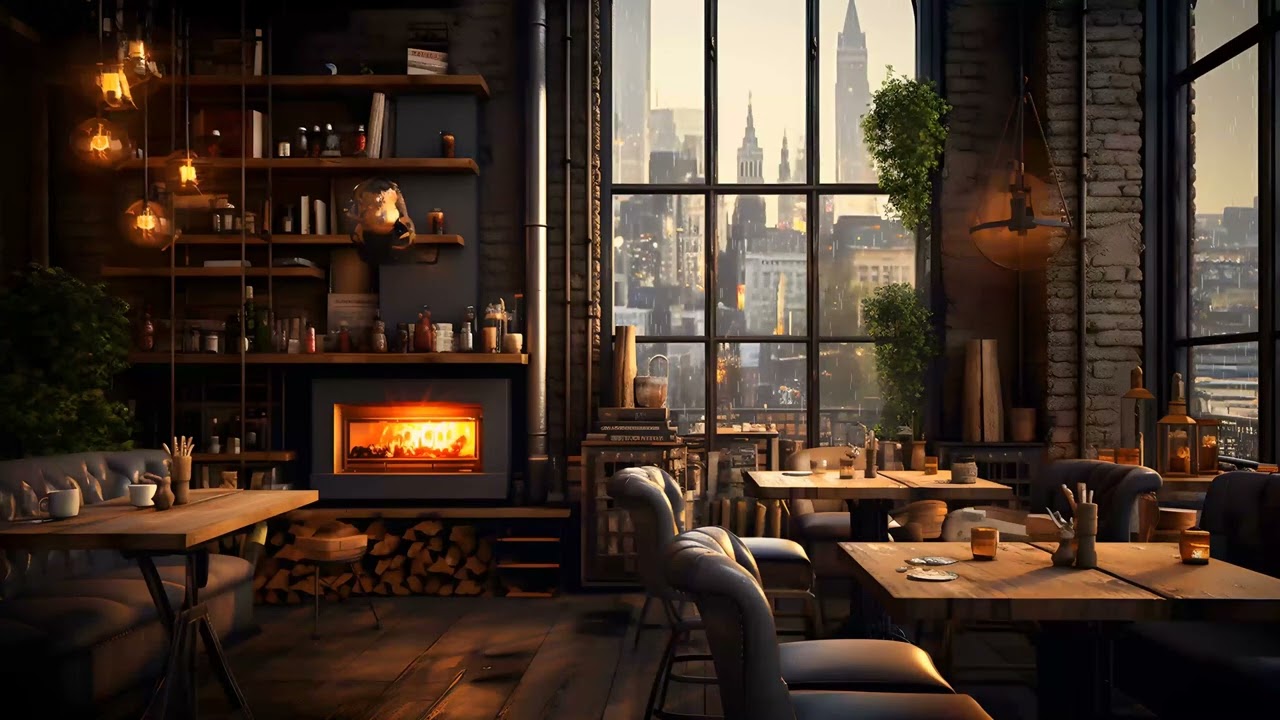 Urban Coffee Shop Ambience - Relaxing Smooth Jazz Cafe Piano Chillhop