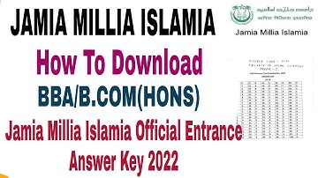 Jamia bba entrance answer key 2022 | jamia bba/bcom(hons) solved entrance paper 2022
