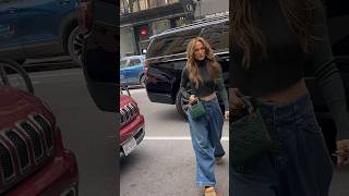#JLO Street Style in Denim and Low Cut Top