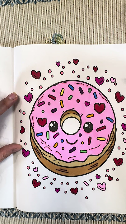 Color with Me a cute donut in the Cute Valentine Coloring Book #coloringbook#donuts#alcoholmarkers