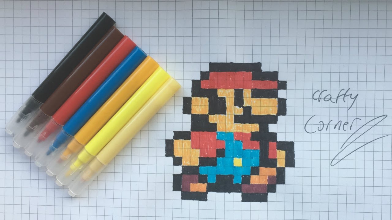 How To Draw Mario Easy Lets Draw Pixel Art Youtube