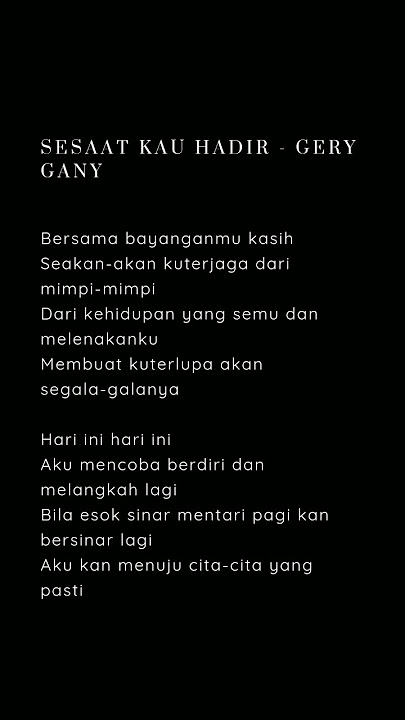 Sesaat Kau Hadir - Gery Gany #lyrics