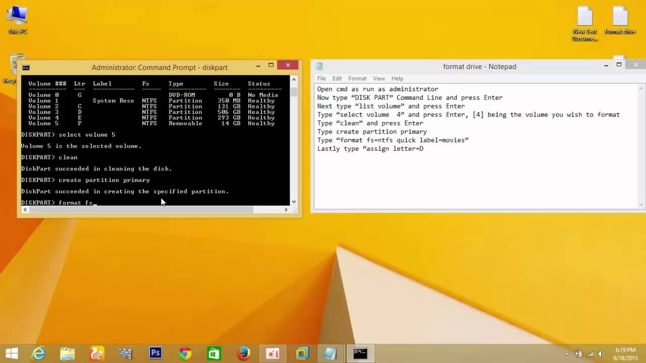 How To Format Drives Through Command Promt In Windows 10 8 1 7 Youtube