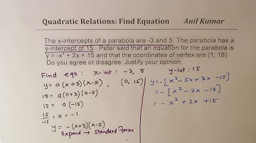 Quadratic Relations Important Review Questions Unit 5 Test MPM2D