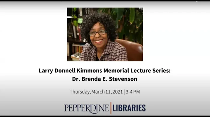 Larry Donnell Kimmons Memorial Lecture Series: Dr....