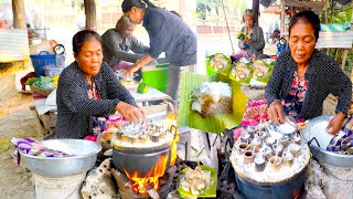 5 Pieces = $0.25! Battambang Bamboo Sticky Rice with Coconut & Sugar-Sesame! Cambodian Street Food