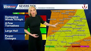 First Warning Alert Day: Severe storms Sunday night followed by a few snow showers and bitter cold
