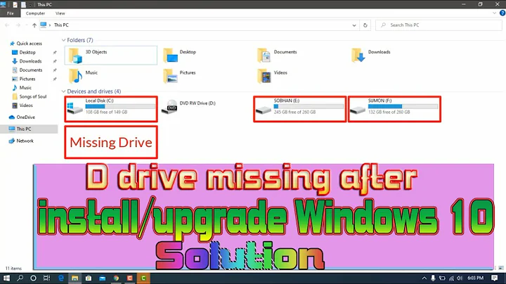 D drive missing after install/upgrade Windows 10  I have lost my SSD D: Driver how to recover Drive?