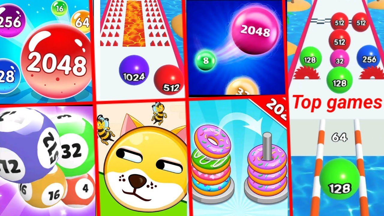 2048 runner balls, dog bee rescue 2,hoop sort,rolling balls 2048, juice run, jelly ball merge 2048,