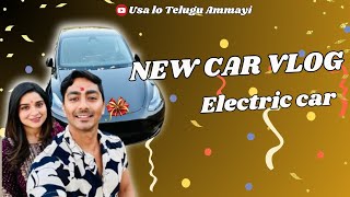 Our new car vlog | petrol tho pani leni car | car hunt in USA | #teslamodely #newcar #telugu #car