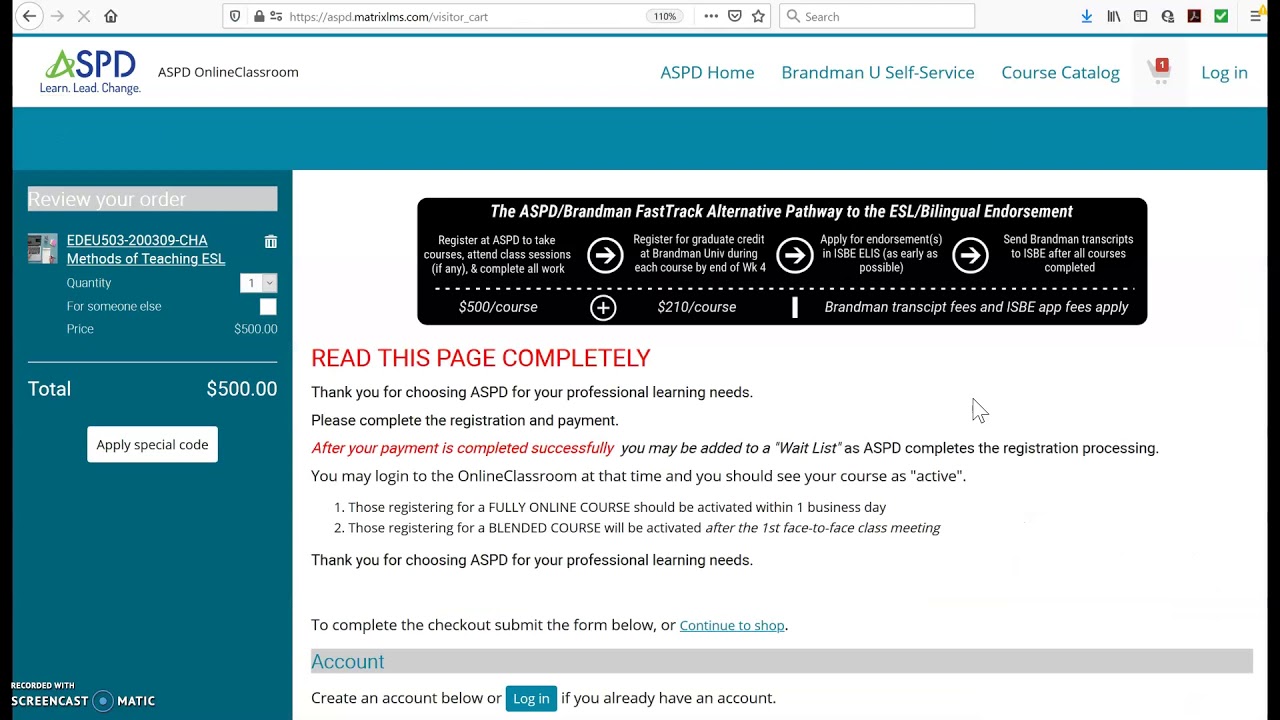 ASPD Course Registration Steps - YouTube
