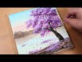 A purple tree 💜🌳  / Cotton swab art / Easy acrylic painting for beginners / PaintingTutorial