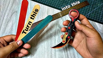 Handmade popsicle stick CRTK Provoke Morphing Karambit (Time lapse)